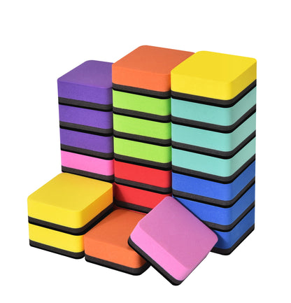 24 Pack Square Magnetic Whiteboard Erasers, Mini Dry Erase Board Erasers for Kids and Students, 8 Color