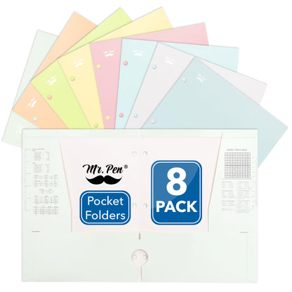 Mr. Pen- 4-Pocket Folders, 4 Pack, 12.5" x 9.5", Pastel Colors | Tear-Resistant Paper Folders with Pockets 3 Holes Punched, High Capacity