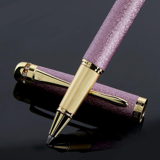 Rollerball Liquid Ink Pens,Best Luxury Ball Pen Gift Set for Women,Black Ink Fancy Pen Refillable for Executive Office,Professional,pretty pens,cool pens,Nice cute Designer Pens(Pink)