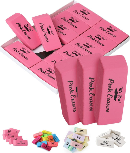 Mr. Pen- Pink Pencil Eraser, 12 Pack