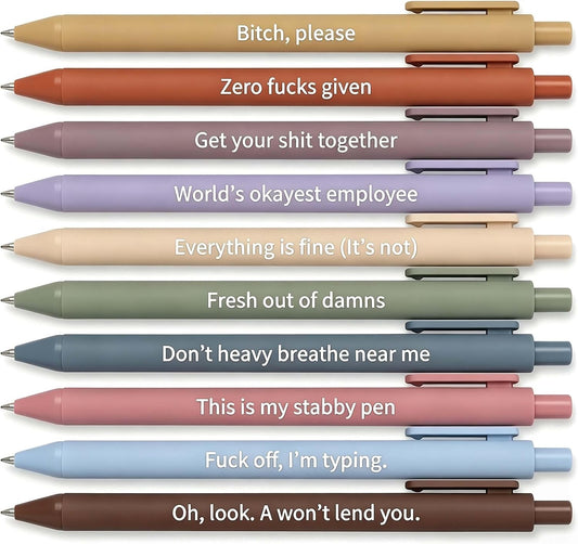10Pcs Funny Pens Set, Novelty Office Supplies for for Adults