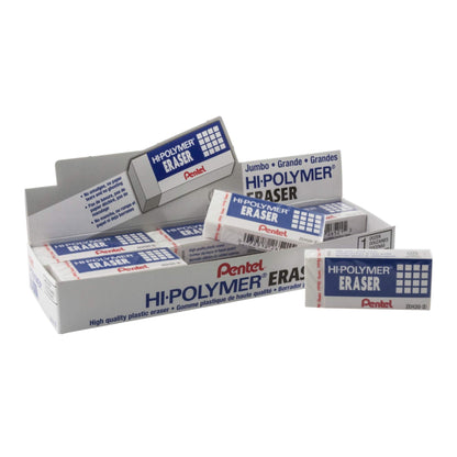 Pentel Hi-Polymer Block Eraser, Large, White, Pack of 10 Erasers