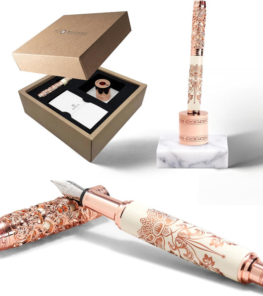 ARTEX x National Palace Museum Gold Lotus Fountain Pen & Marble Stand Set