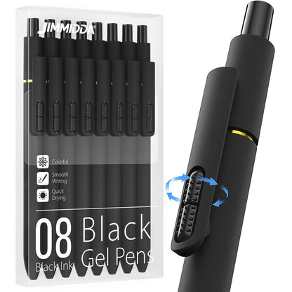 8 Pack Gel Pens, Black Ink Quick-Drying No Smudge with Fidget