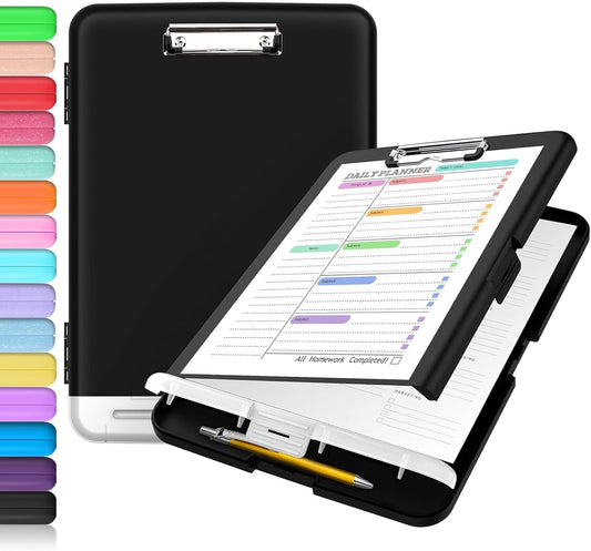 Sooez Clipboard with Storage, Clip Board 8.5 x 11 with Pen Holder, High Capacity Plastic Organization Case Box for Letter Legal A4 Size Paper, Nurses Teachers Must Haves, School & Office Supplies