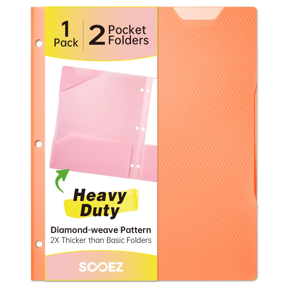 Sooez 6 Pack Plastic Folders with Pockets, Heavy Duty, Fits 3-Ring Binder