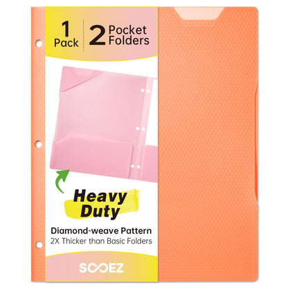Sooez 6 Pack Plastic Folders with Pockets, Heavy Duty, Fits 3-Ring Binder
