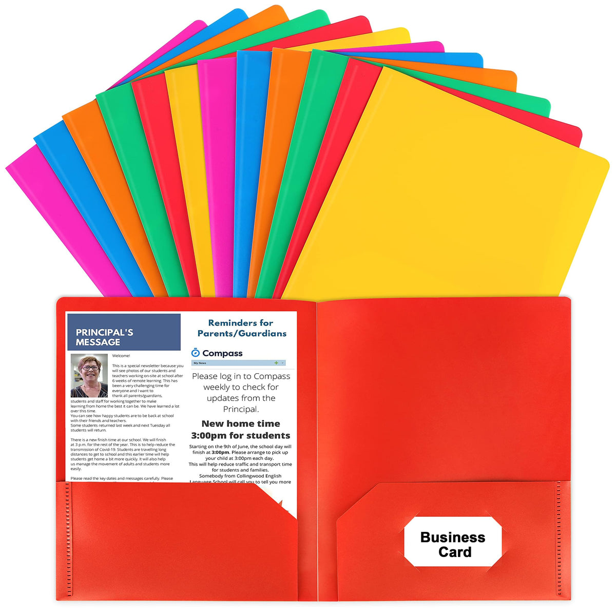 HABGP Plastic Folders with Pockets, 6 Color Heavy Duty Two Pocket Folders