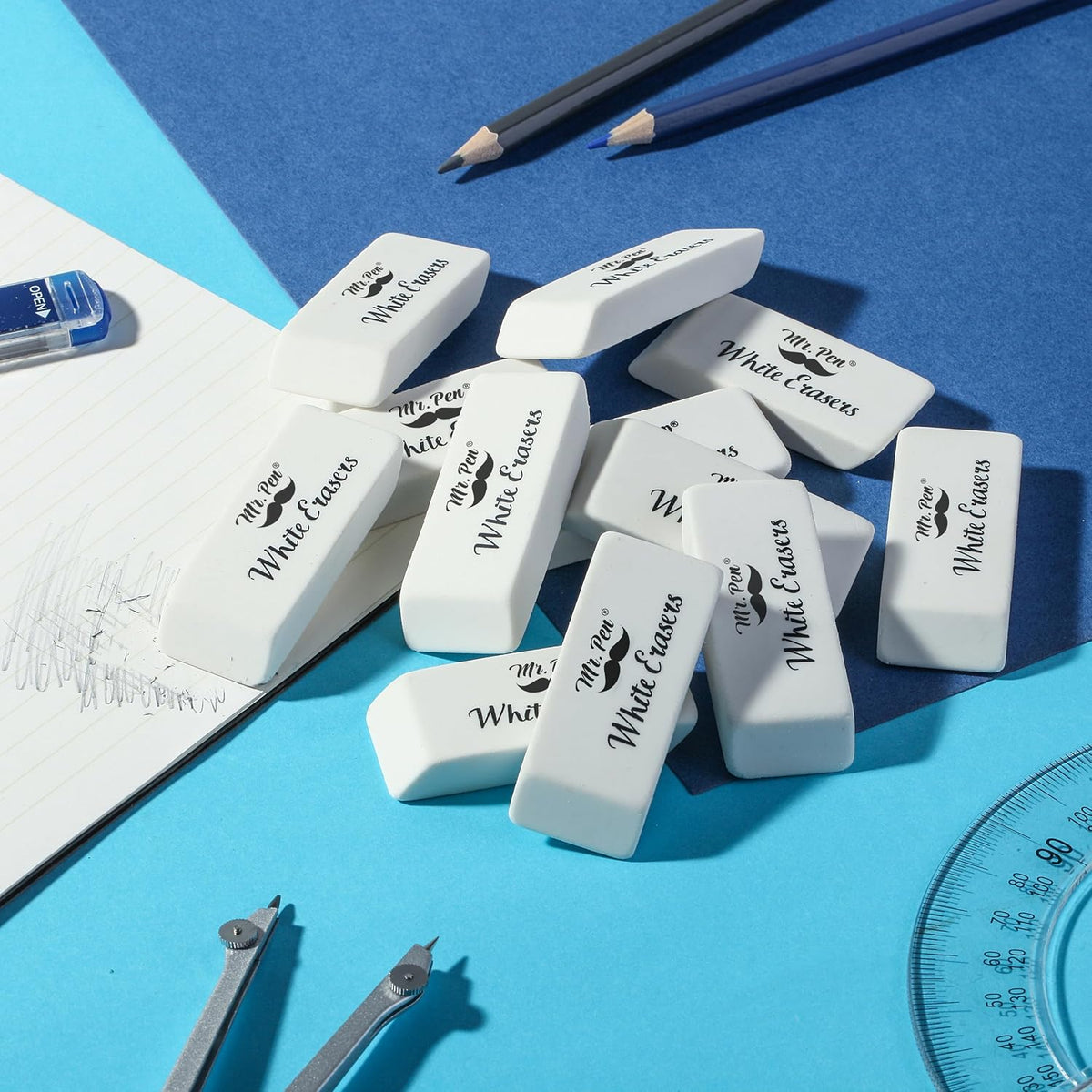 Mr. Pen- White Pencil Erasers Bulk, 72 Pack