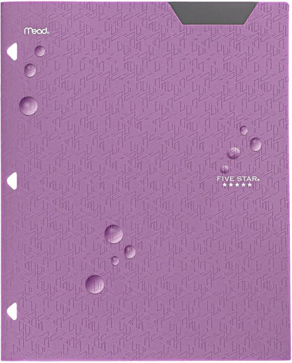 Five Star 2-Pocket Folder, Plastic Folder with Stay-Put Tabs, Fits 3-Ring Binder, Holds 8-1/2" x 11" Paper, Amethyst Purple (333420I-ECM)