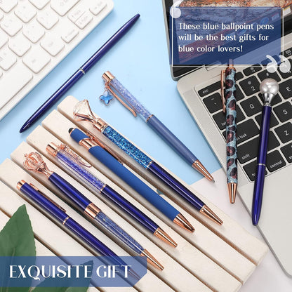 Janmini 9pcs Fancy Ballpoint Pens Glitter Journaling, Dark Blue