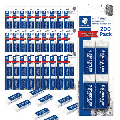 STAEDTLER Mars Plastic Vinyl Erasers (4-Pack), White Erasers for Clean & Precise Results - Latex-Free, Minimal Crumbling, Made in Peru