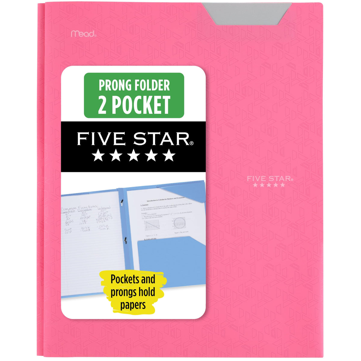 Five Star 2-Pocket Folder, Plastic Folder with Stay-Put Tabs and Prong Fasteners, Holds 8-1/2" x 11" Paper, Amethyst Purple (38750)
