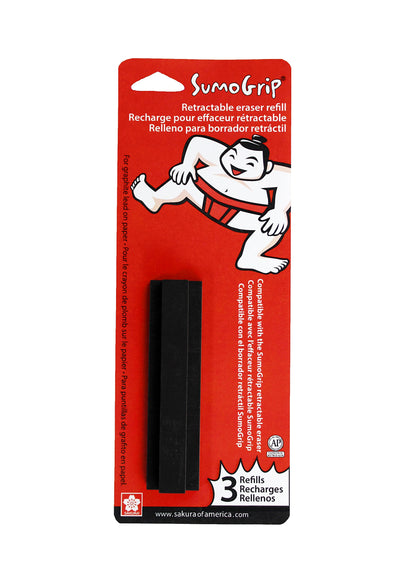 Sakura SumoGrip Block Eraser, Black, Small B80, 2.125 x 0.875 in, 3 Pack