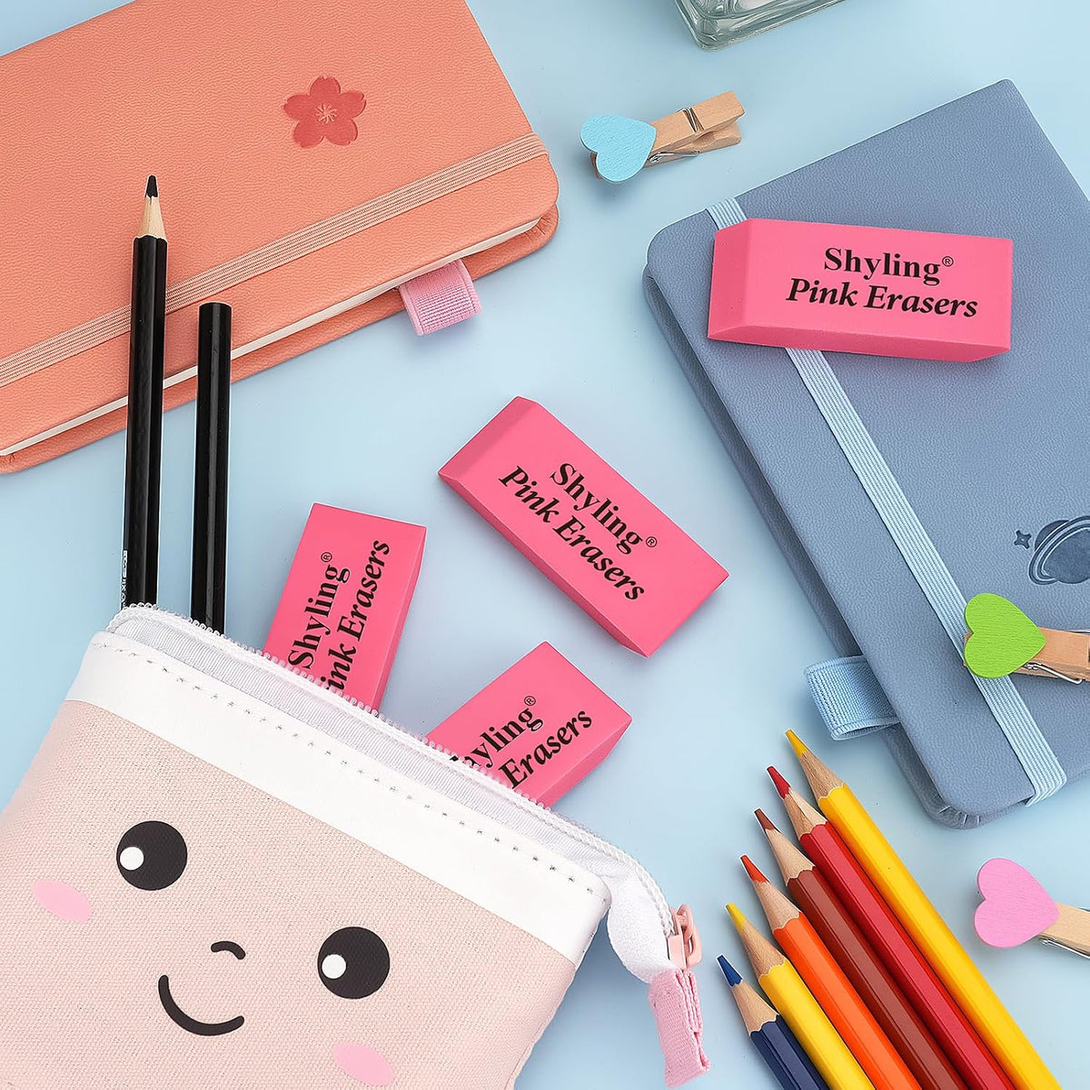 36 Pack Pink Erasers Bulk, Latex-Free Pencil Erasers for School, Office