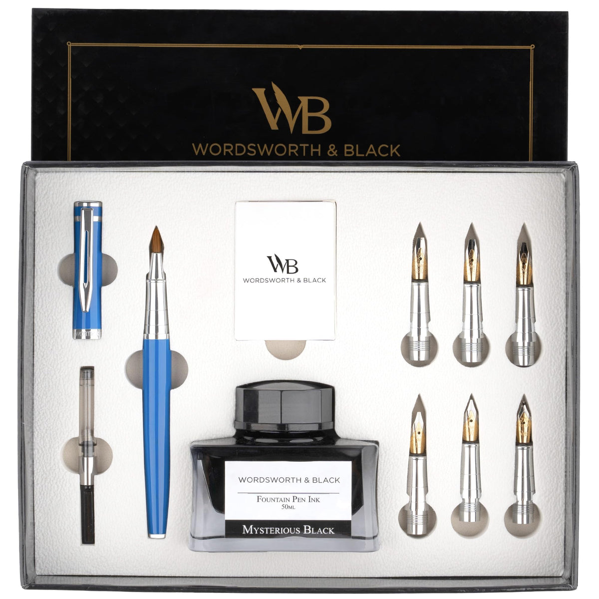 Wordsworth & Black Luxury Calligraphy Pen Set for Writing, 6 Nibs,All Black