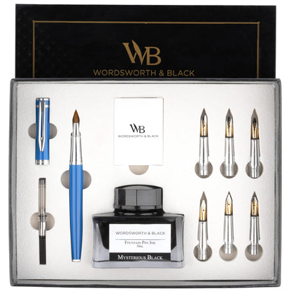 Wordsworth & Black Luxury Calligraphy Pen Set for Writing, 6 Nibs,All Black
