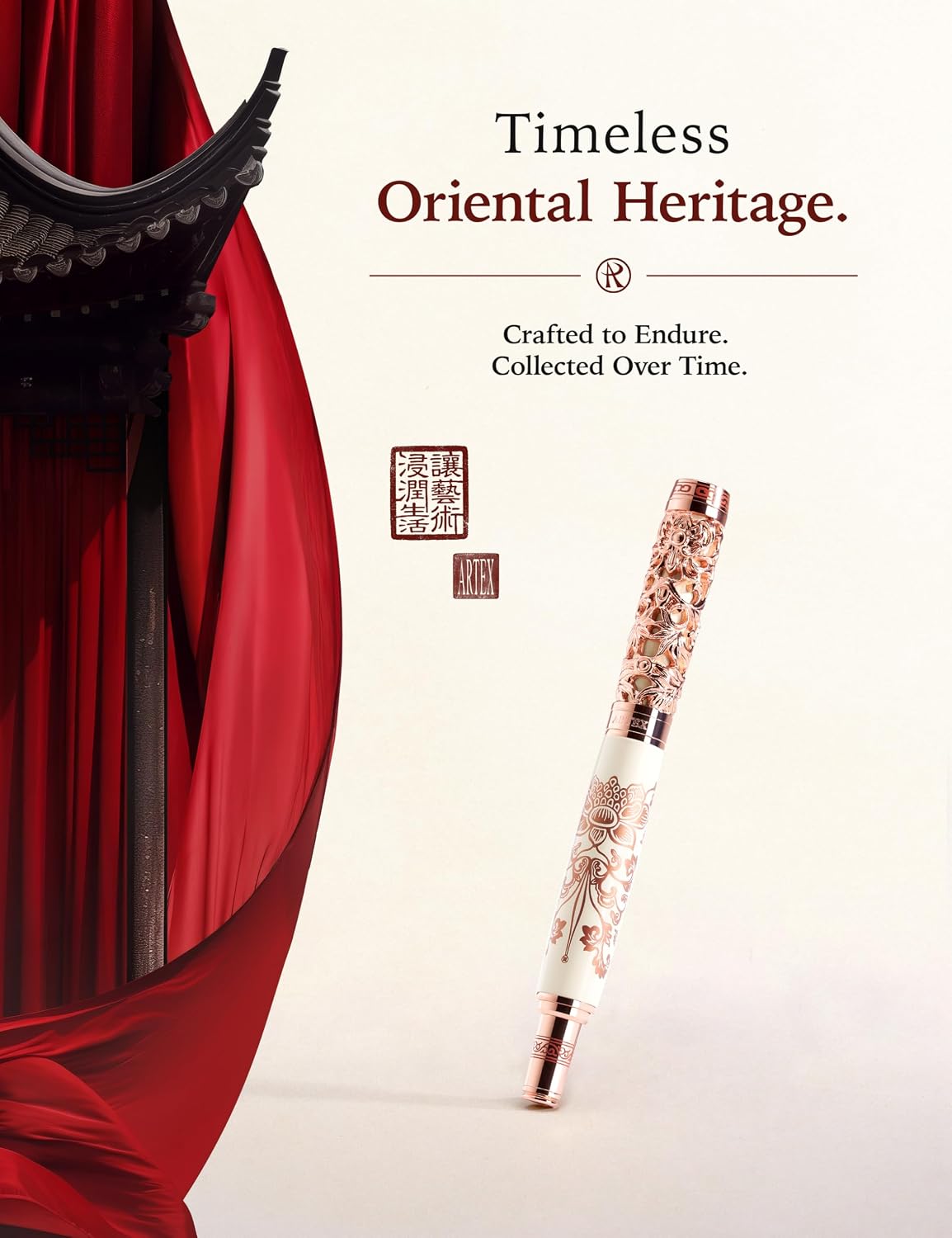 ARTEX x National Palace Museum Gold Lotus Fountain Pen & Marble Stand Set