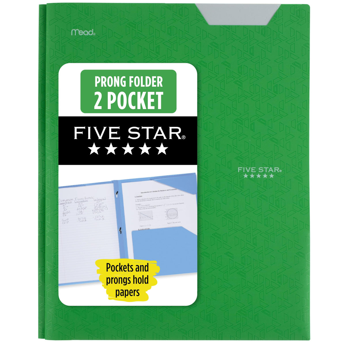 Five Star 2-Pocket Folder, Plastic Folder with Stay-Put Tabs and Prong Fasteners, Holds 8-1/2" x 11" Paper, Amethyst Purple (38750)