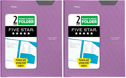 Five Star 2-Pocket Folder, Plastic Folder with Stay-Put Tabs and Prong Fasteners, Holds 8-1/2" x 11" Paper, Fire Red (72109)