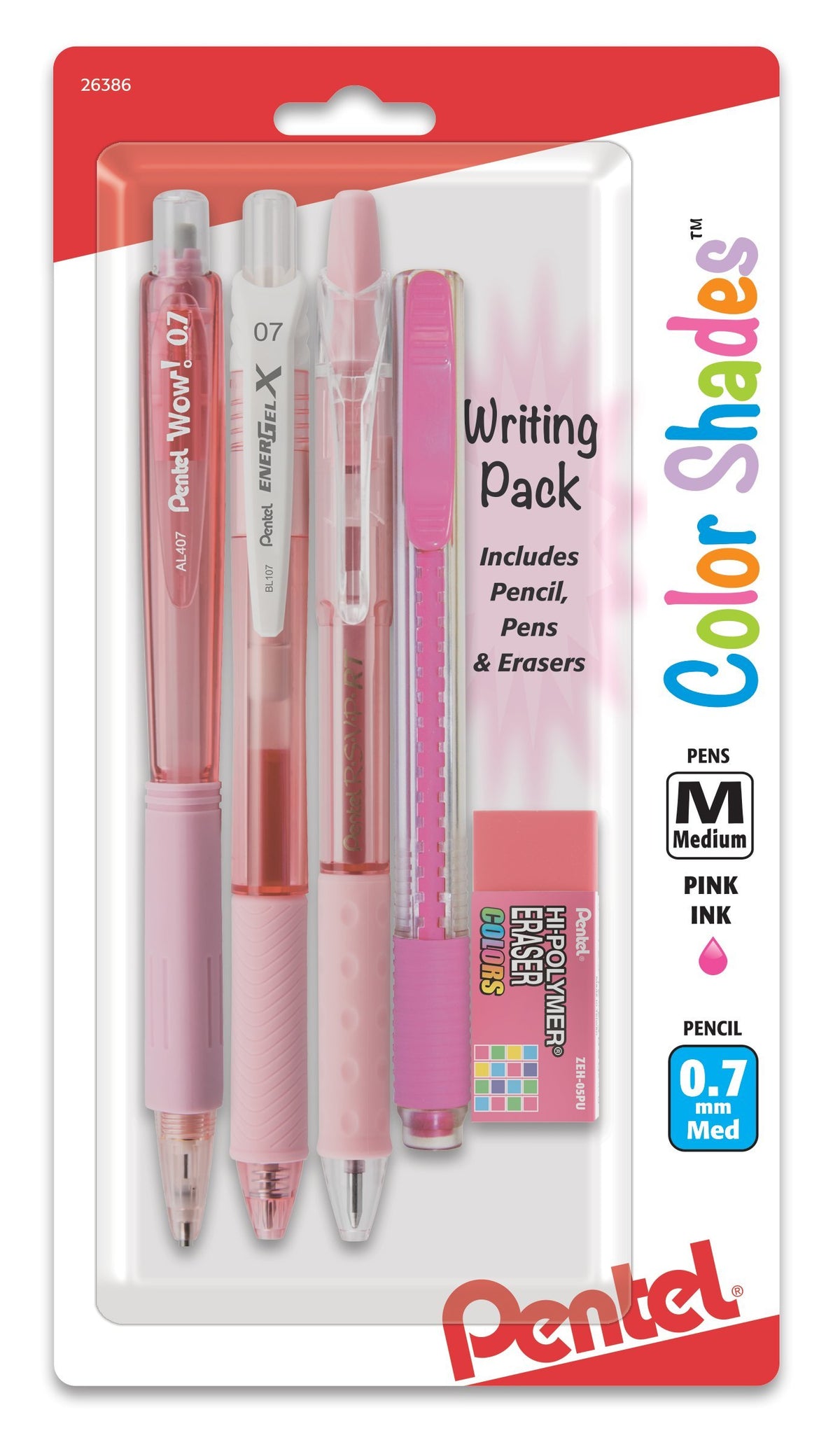 Pentel Color Shades Writing Pack - Includes; Pencil, Pens, and Erasers- Pastel Violet (BLBKALZBPV)