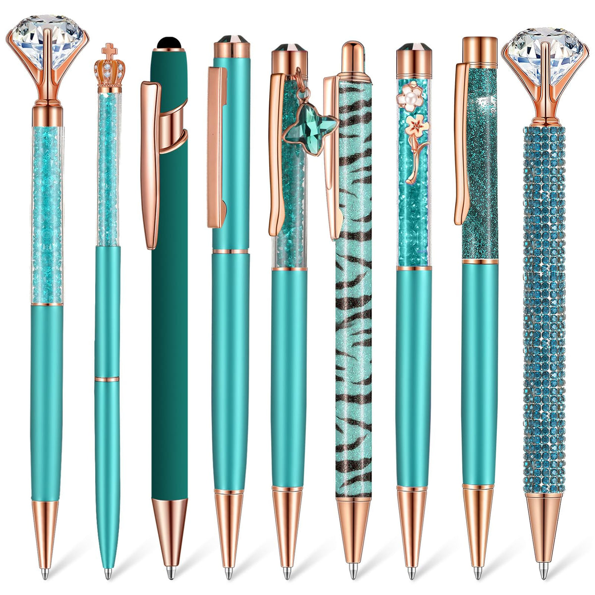 Janmini 9pcs Fancy Ballpoint Pens Glitter Journaling, Dark Blue