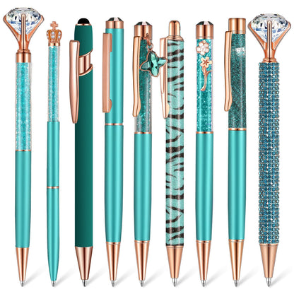 Janmini 9pcs Fancy Ballpoint Pens Glitter Journaling, Dark Blue
