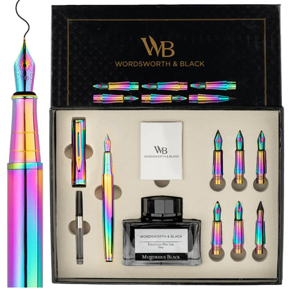 Wordsworth & Black Luxury Calligraphy Pen Set for Writing, 6 Nibs,All Black