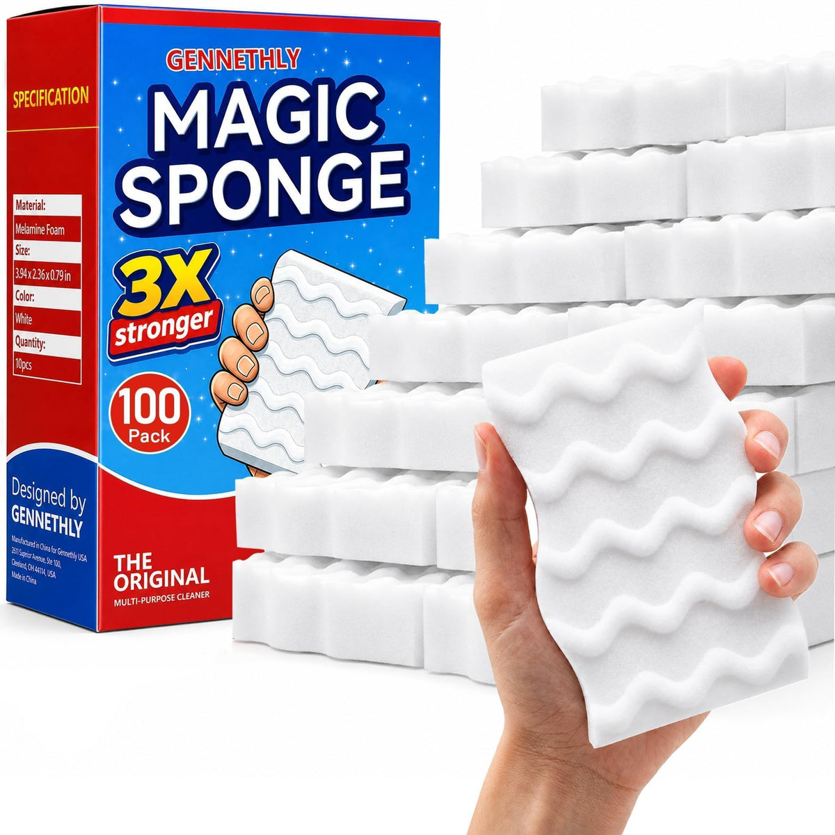 3X Density Magic Sponge Eraser, 20 Pack Cleaning Sponge for Kitchen & Bath