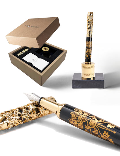 ARTEX x National Palace Museum Gold Lotus Fountain Pen & Marble Stand Set