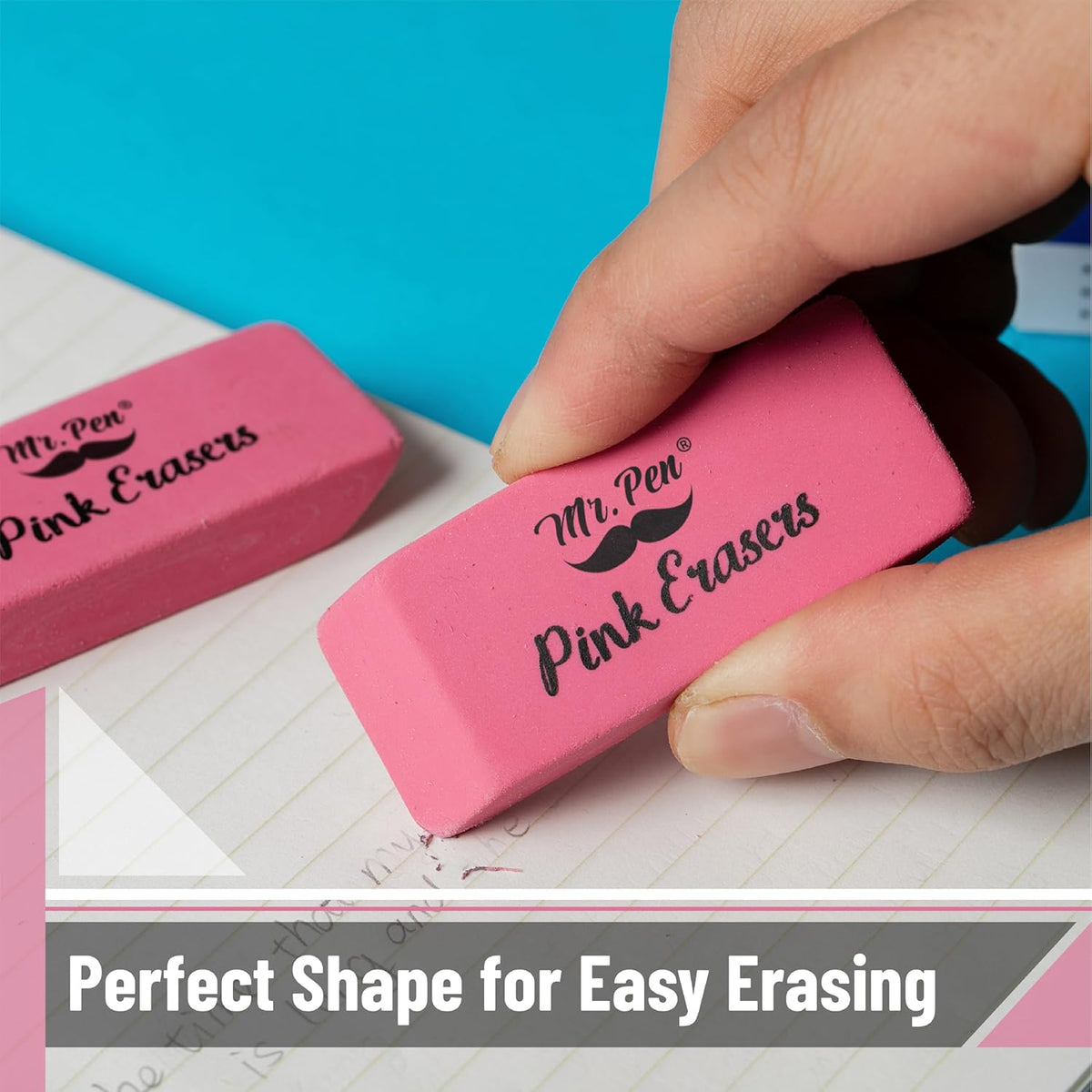 Mr. Pen- Pink Pencil Eraser, 12 Pack