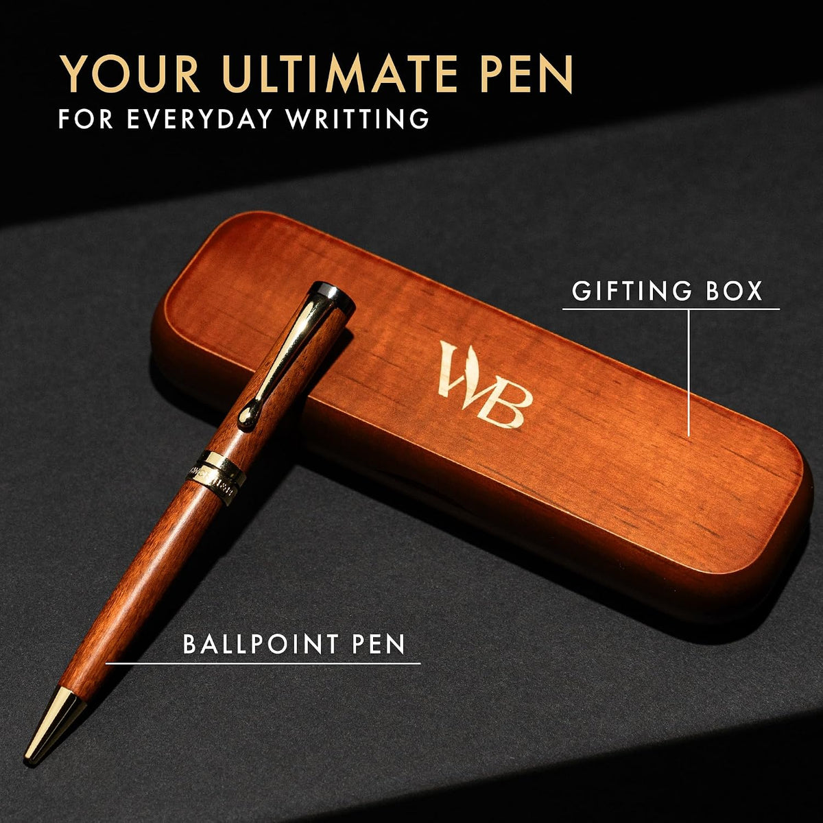 Wordsworth & Black Luxury Refillable Bamboo Wood Ballpoint Pen for Writing