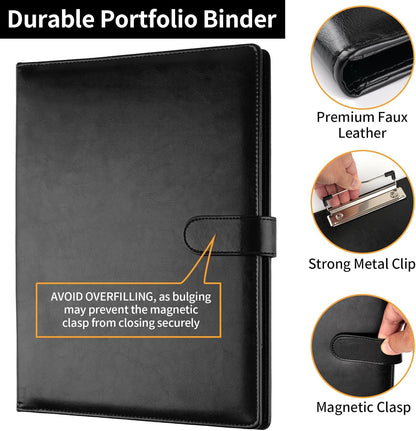 Professional Padfolio with Clipboard, Faux Leather Portfolio Folder Binder