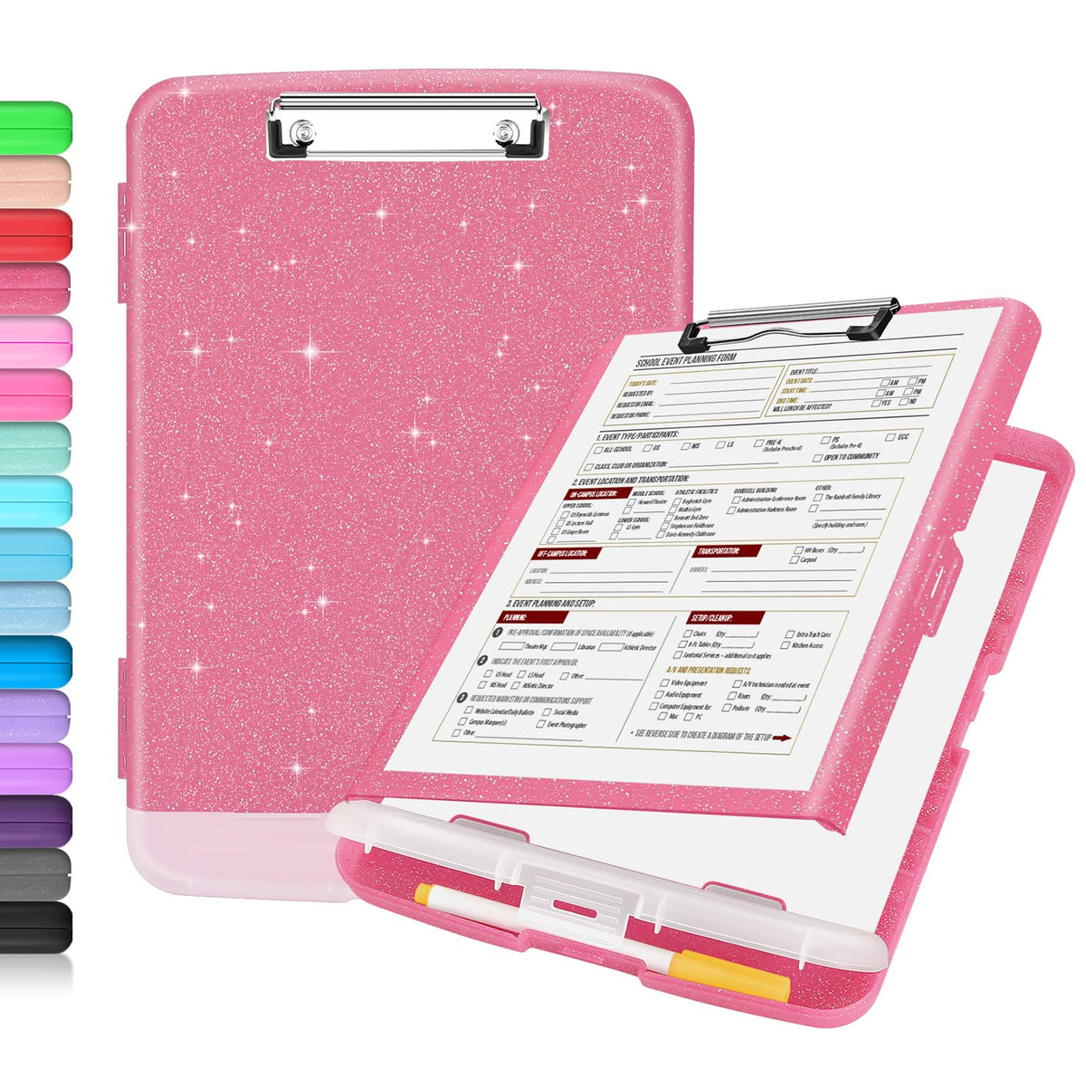 Sooez Clipboard with Storage, Clip Board 8.5 x 11 with Pen Holder, High Capacity Plastic Organization Case Box for Letter Legal A4 Size Paper, Nurses Teachers Must Haves, School & Office Supplies