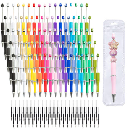 210 Pieces DIY Beadable Pen Bulk Kit – 70PCS Ballpoint Pen with Refills & Bags – Perfect for Beads Pens Supplies, Beaded Pens for DIY Crafting – Office Supplies & Teacher Accessories (Gold)