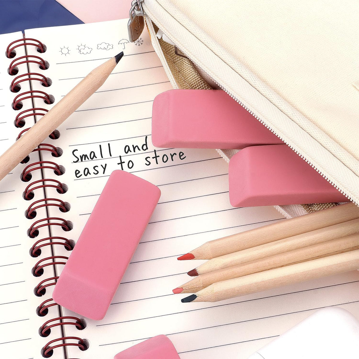 Tamaki Large Erasers, Pink, Pack of 6