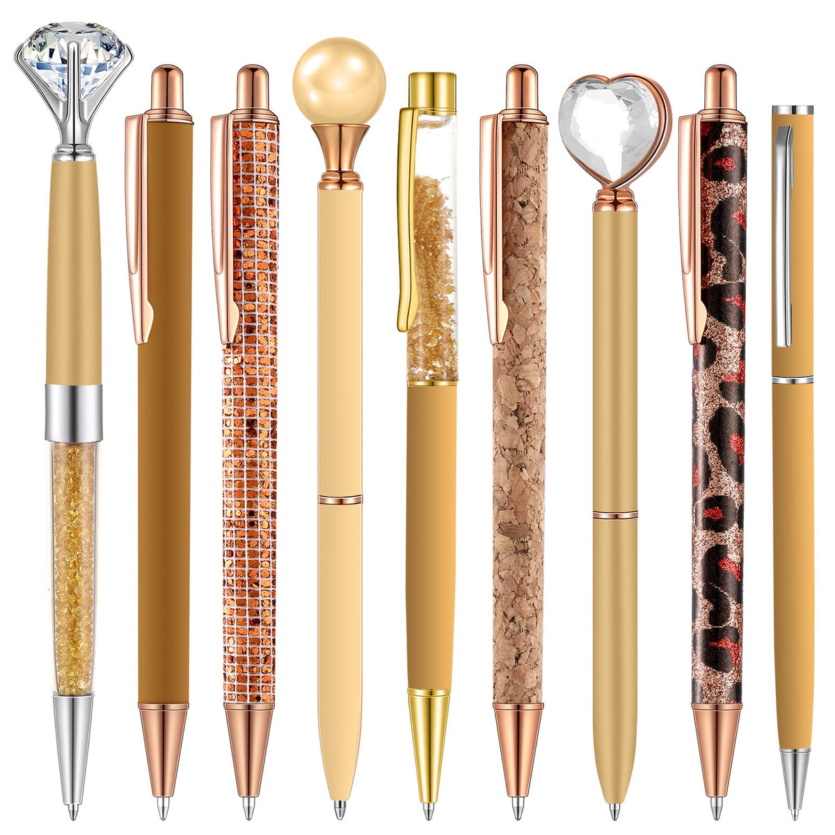 Janmini 9pcs Fancy Ballpoint Pens Glitter Journaling, Dark Blue