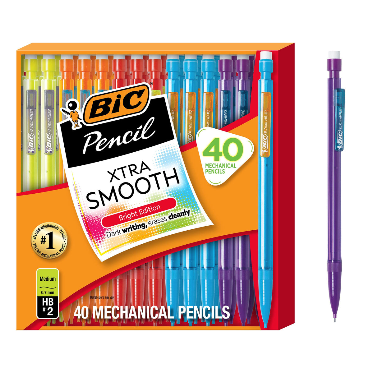 BIC Xtra-Smooth Mechanical Pencils, 0.7 mm Medium Point, 40-Count