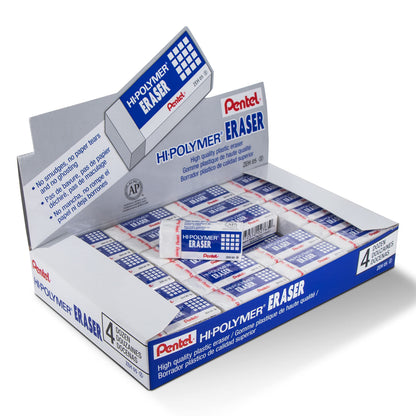 Pentel Hi-Polymer Block Eraser Small White, Pack of 4 (ZEH05BP4)