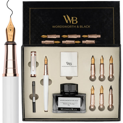 Wordsworth & Black Luxury Calligraphy Pen Set for Writing, 6 Nibs,All Black