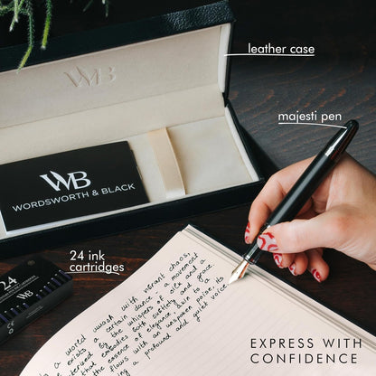 Wordsworth & Black Majesti Luxury Fountain Pen Set for Writing, Medium Nib