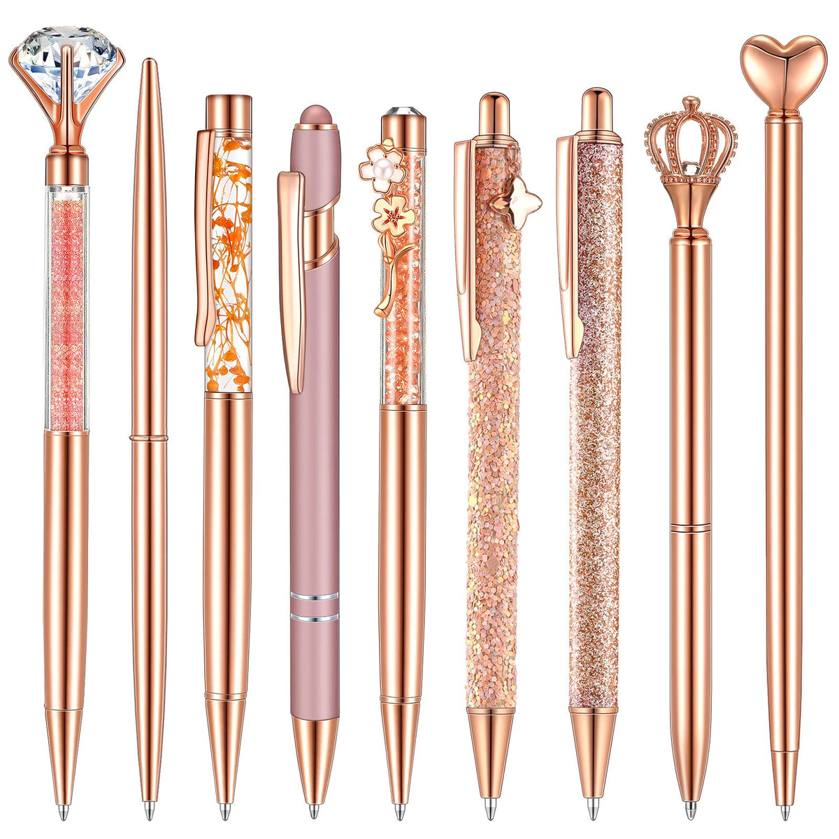 Janmini 9pcs Fancy Ballpoint Pens Glitter Journaling, Dark Blue