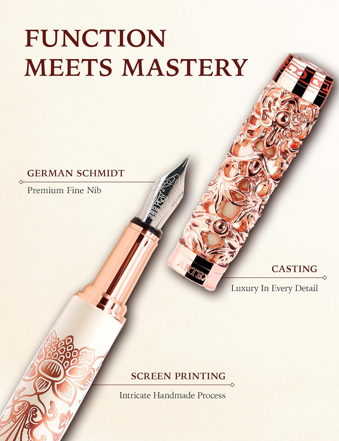 ARTEX x National Palace Museum Gold Lotus Fountain Pen & Marble Stand Set
