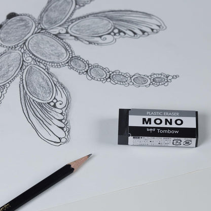Tombow 57329 MONO Black Eraser, Medium. Cleanly Removes Marks Without Damaging Paper