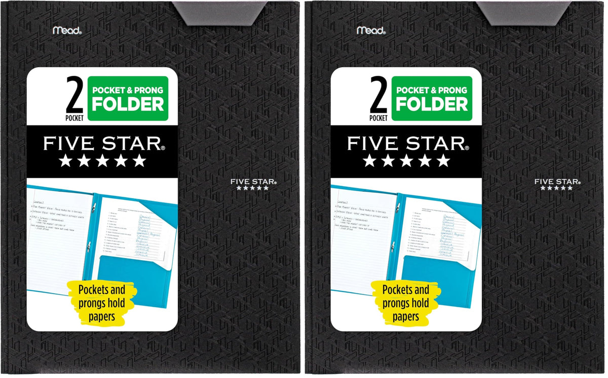 Five Star 2-Pocket Folder, Plastic Folder with Stay-Put Tabs and Prong Fasteners, Holds 8-1/2" x 11" Paper, Prom Pink (340300R)