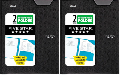 Five Star 2-Pocket Folder, Plastic Folder with Stay-Put Tabs and Prong Fasteners, Holds 8-1/2" x 11" Paper, Fire Red (72109)