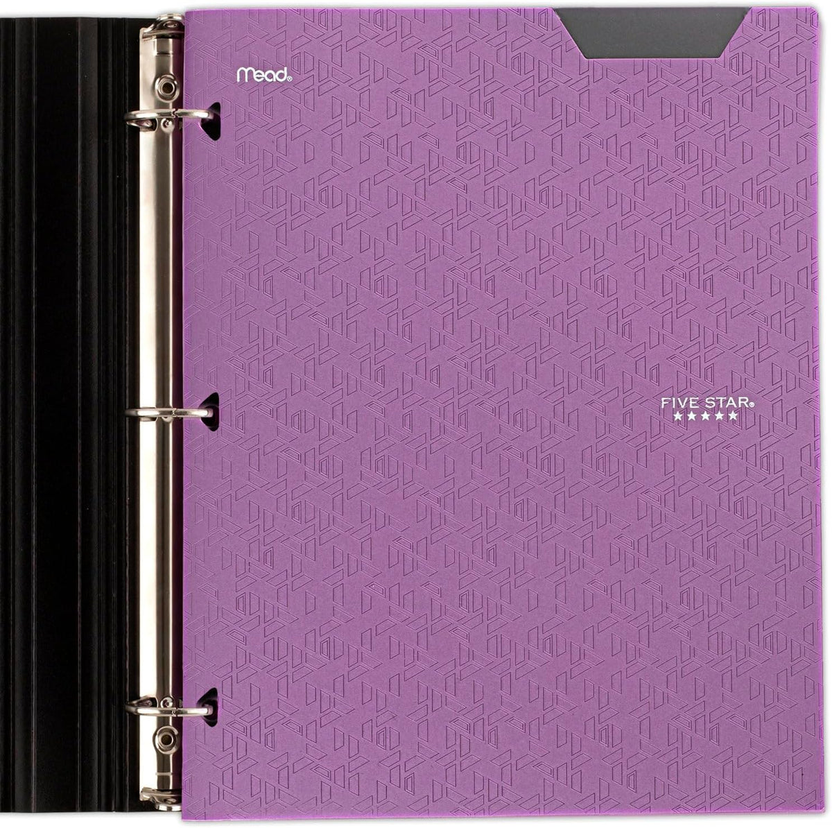 Five Star 2-Pocket Folder, Plastic Folder with Stay-Put Tabs, Fits 3-Ring Binder, Holds 8-1/2" x 11" Paper, Amethyst Purple (333420I-ECM)