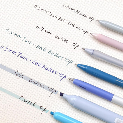 WRITECH Gel Pens Journaling Highlighters: 0.5 & 0.7mm Blue Journal Set 7ct