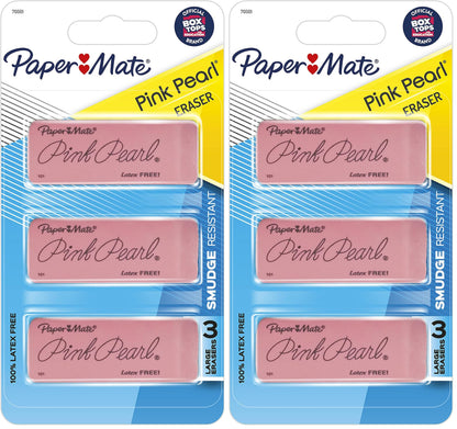 Paper Mate Pink Pearl Erasers, Large, 3 Count