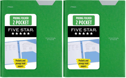 Five Star 2-Pocket Folder, Plastic Folder with Stay-Put Tabs and Prong Fasteners, Holds 8-1/2" x 11" Paper, Fire Red (72109)